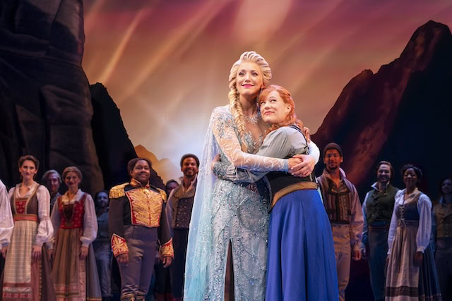 Elsa (Caroline Bowman) and Anna (Lauren Nicole Chapman). Frozen the Musical. 