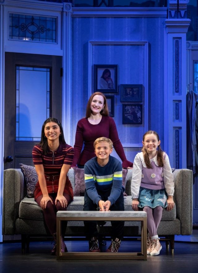 Lydia (Giselle Gutierrez), Christopher (Axel Bernard Rimmele), Natalie (Kennedy Pitney), and Miranda (Maggie Lakis) in Mrs. Doubtfire The Musical.